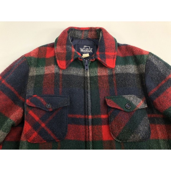 Woolrich Men Muti Plaid Collared Long Barn Coat Size L lined Vintage Made USA - Picture 4 of 11
